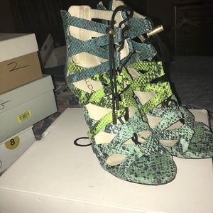 Aldo gladiator snake skin heels